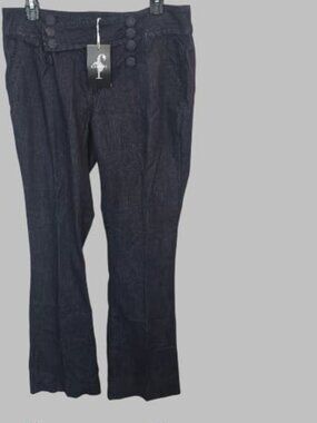 Flamingo Flamingals Dark Wash double Breasted Flare Jeans Womens Large or 31X32